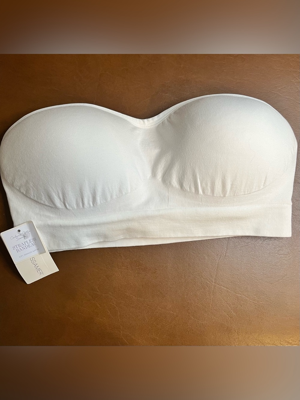 NWT On Gossamer White Straplesss Bandeau Cabana Cotton Seamless Size Large